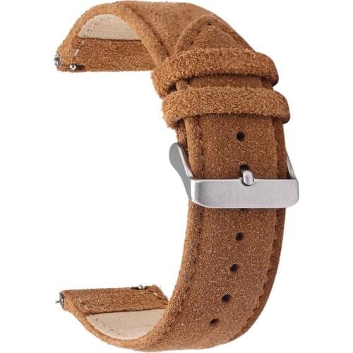 Genuine Leather Suede Watch Belts Exchanged 20~22mm Wide Black and Brown