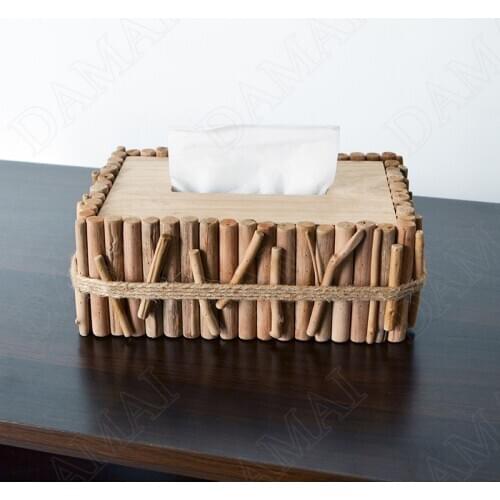 Handmade Solid Wood Tissue Can Car Tissue Tank Living Room Coffee Table Restaurant Desktop Paper Organizer Box Home Decoration