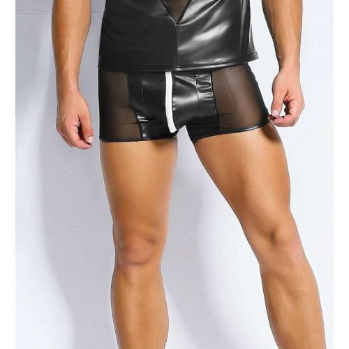 Sexy Lingerie EUROPE SEXY PVC RUBBER LATEX MENS PANTS EROTIC GAY SHORTS FETISH X67302