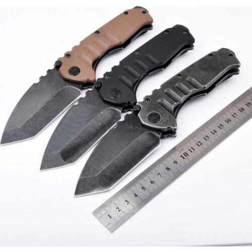 Brave Fighter 57HRC 440 blade Stone washed steel handle tactical folding knife hunting camping Ganzo EDC Tool pocket knife
