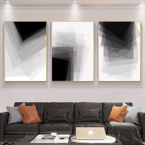 Modern Minimalist Black White Geometry Art Wall Print Poster Canvas Painting Abstract Nordic Style Fashion Picture Room Decor
