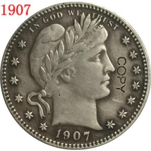 USA 1907 P,D,O,S BARBER OR LIBERTY HEAD QUARTER DOLLARS COPY COINS