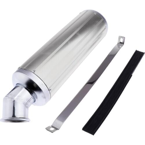 Universal Metal Motorcycle Cafe Racer 120mm Muffler Exhaust Pipe Silver