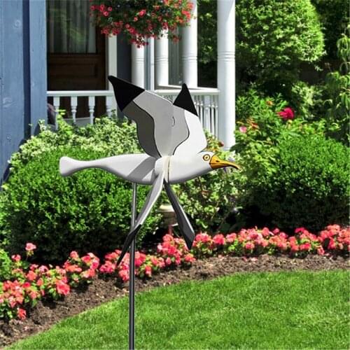 Asuka Series Seagulls Whirligig Windmill Stake Flying Bird Wind Spinner for Garden Lawn Yard Decoration