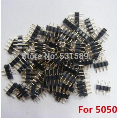 Wholesale1000PCS 4-pins Male Connector Adapter for RGB LED 5050 3528 insert easy