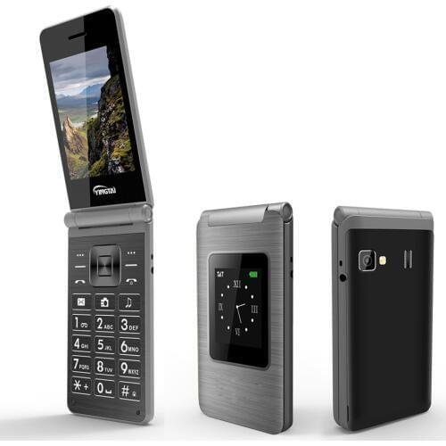 YINGTAI T39 GSM Dual SIM Dual Screen Flip Mobile Phone Big Keyboard Celular Clamshell Wireless FM Bluetooth Cellphone MP3 MP4