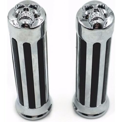 Skull Handgrip Grips 1" Handlebar For Honda VTX 1300 VTX1800 Retro Motorcycle Custom