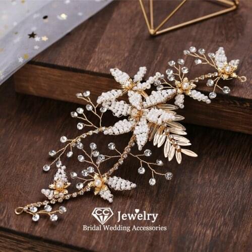 CC Hairband for Women Wedding Hair Accessories Bridal Hairwear Engagement Jewelry Flower Shape Headbands Beads Headpiece M232