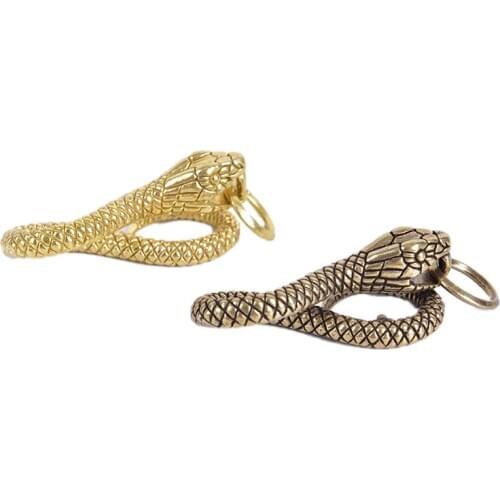 Snakes Bronze Keychain Brass Handmade Key Chain Gold Fashion Animal Snake Key Ring Animal Keychain 5cm X 2.3cm