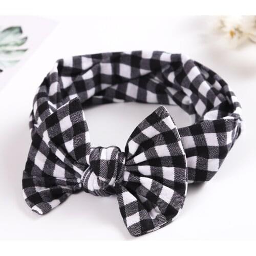 1pcs Bow Elastic Baby Headband Black White Plaid Baby Girl Hairband Bows Head Wraps for Children Hair Accessories