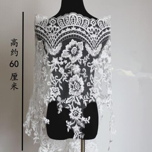 2Yards Delicate 66cm Ivory Codring Fabric Flower Venise Venice wedding dress headwear Lace Trim edge LA234