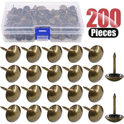 200 Pieces 5/8(16mm) Round Dome Head Vintage Decorative Upholstery Furniture Sofa Thumb Tacks Nails Pins with Clear Plastic C