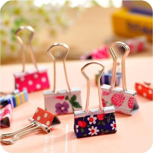 24pcs Flower Metal Floral Pattern Paper Binder Clips Aesthetic Creative Vintage DIY Stationery Office School Supplies H6970