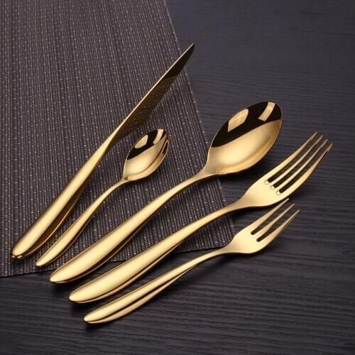 5 pieces of 304 thickened mirror knife fork spoon set titanium Western tableware stainless steel flatware set
