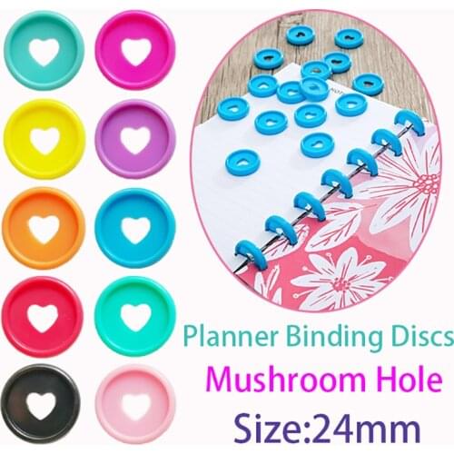 6pcs 24mm Plastic Mushroom Hole Binding Discs Planner Binder Rings Notebook Discs Binding 360 Degree Foldable Office Supplies