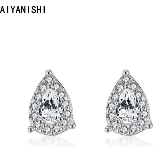AIYANISHI 925 Sterling Silver Pear Hao Stud Earrings Woman Fashion Jewelry Wedding Engagement Silver Stud Earrings Party Gifts