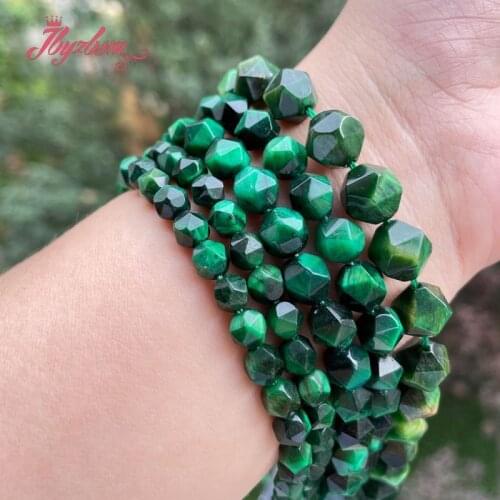6/8/10/12mm Natural Tigers Eye Green Faceted Square Stone Beads For DIY Necklace Bracelet Jewelry Making 15" Free Shipping