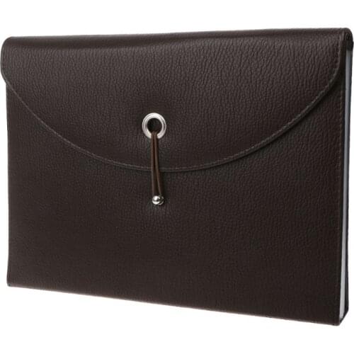 Fashion A4 Business Bag Men Lady Leather Pouch Paper File Folders Package Messenger Bags 13 Layers