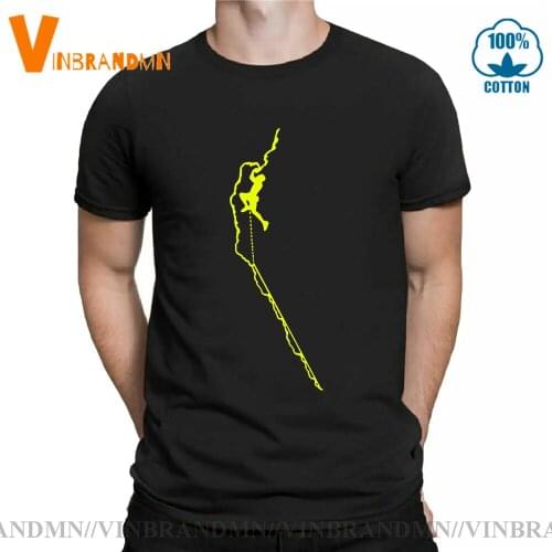 Streetwear On the wall Climbing T shirts men Funny Simple Lines Rock Climber T-shirt Mountain climbing lovers gift Tees