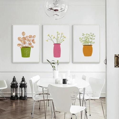 Pot Plant Canvas Art Print Painting Poster, Wall Pictures for Home Decoration, Giclee Print Wall Decor S16025
