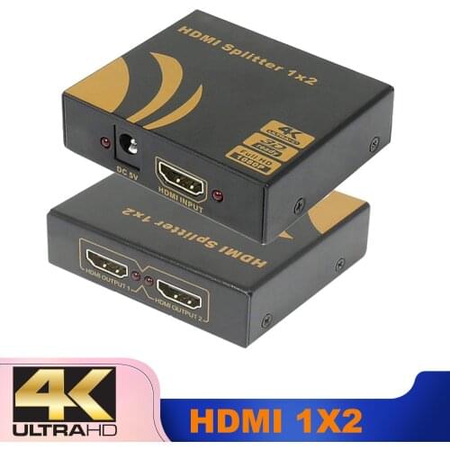 HDMI Splitter 4K HDMI 1 in 2 out for dual monitors HDMI 1.4V compliant 4K 30Hz HDCP 1.4 for PS4 PS3 Apple TV and more