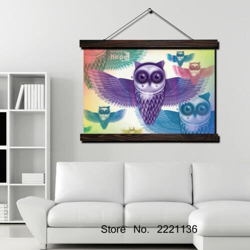Night owl HD Print Scroll Paintings Wall Art Printed Hanging Framed Canvas Painting Modern Home Decoration