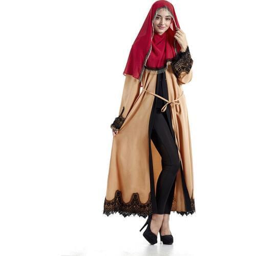 Lace New Islamic Outwear Arab Garment Cardigan Turkey Middle East Muslim Women Abaya Fashion Large Size