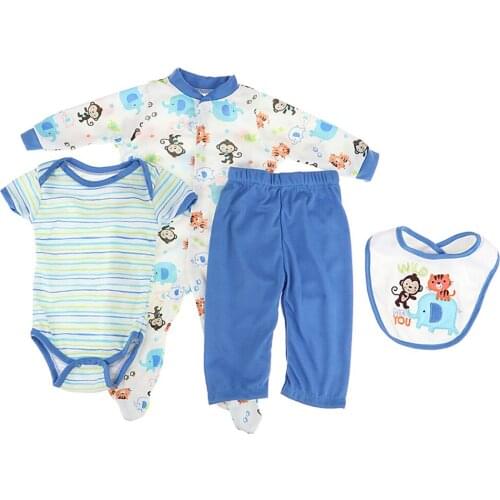 Doll Outfits Pure Cotton Four-pieces Suit For 20-22inch Reborn Doll Baby Dolls Accessories