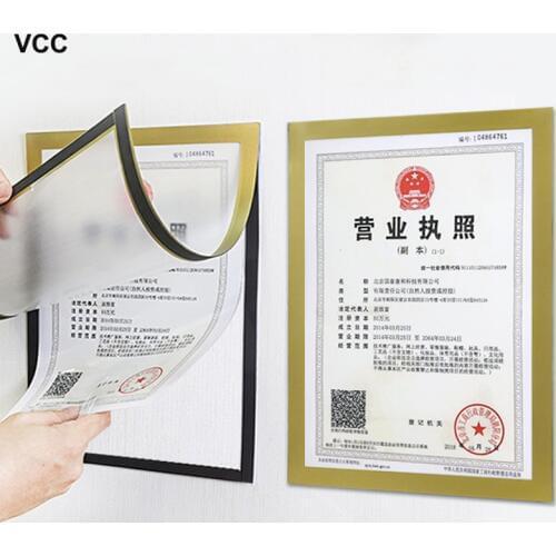 Rubber Magnetic Self-adhesive Frames Sticker Gold Black Silver A3 A4 Picture Photo Certificates Frame Office Store Poster Frame