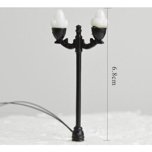 Model Railway Train Lamp Street light LED 3V Double-head Sand table layout Diorama Garden Scene Architectural Landscape 50pcs