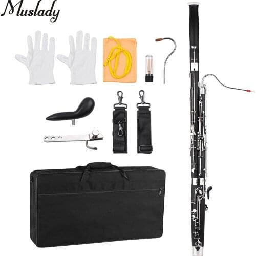 Muslady Professional C Key Bassoon Woodwind Instrument Wood Body Nickel-Plated Key with Reed Gloves Cleaning Cloth Carrying Case