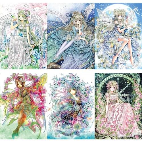 5D DIY Diamond Painting Kit Flower Girl Characters Partial Special-shaped Drill Resin Diamond Painting Decoration Craft Gift