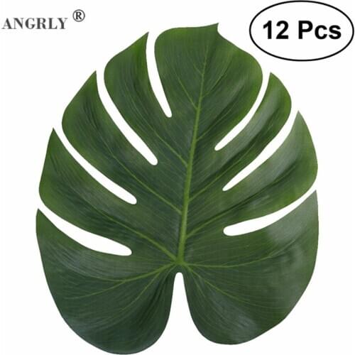 12pcs NEW Artificial Tropical Palm Leaves Simulation Leaf For Hawaiian Luau Party Jungle Beach Theme Party Decorations 3 sizes