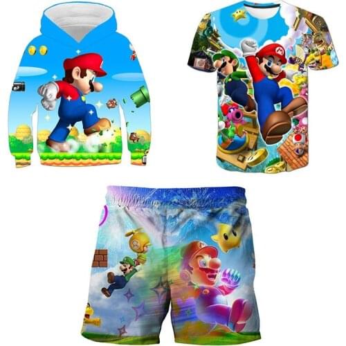 New 3D Printed Baby Kids Clothes Set Cartoon Boy Sweatshirt Hoodie+T-shirt+Pants 3 Pcs Outfits Suit Children Men Shorts Clothing