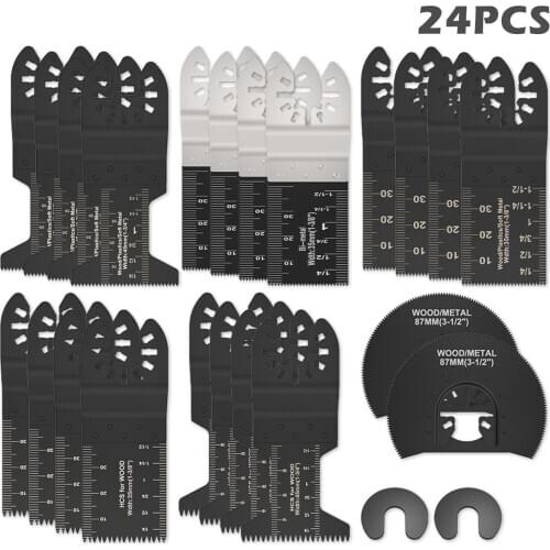 24Pcs Oscillating Multi Tool Saw Blade HCS Cutting Wood Dremel Blades Woodworking Power Hand Tool Mixed Vibration Small Saw
