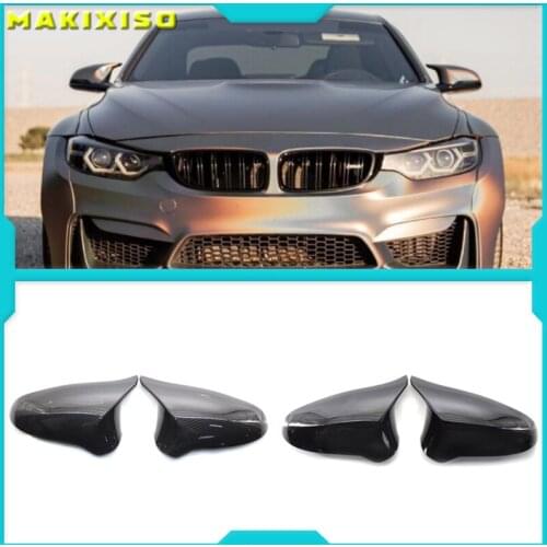 A Pair Carbon Fiber Car Door Rear View Side Mirror Cover Rearview Mirror Cap Replacement For BMW F80 M3 F82 M4 2015-2018