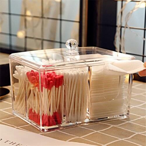 Transparent Cotton Swab Storage Holder Box Plastic Cosmetics Storage Case for Lipstick Beauty Egg Ball Makeup Organizers