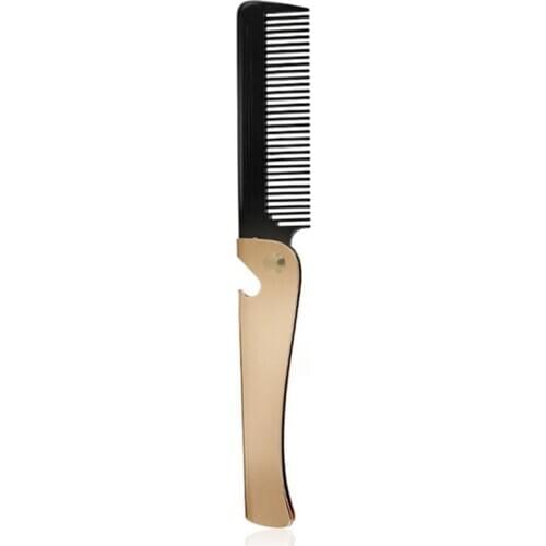 Hair Comb Stainless Steel Plating Retro Style Foldable Anti-Static Portable Comfortable Teeth Slicked-Back Hair Comb