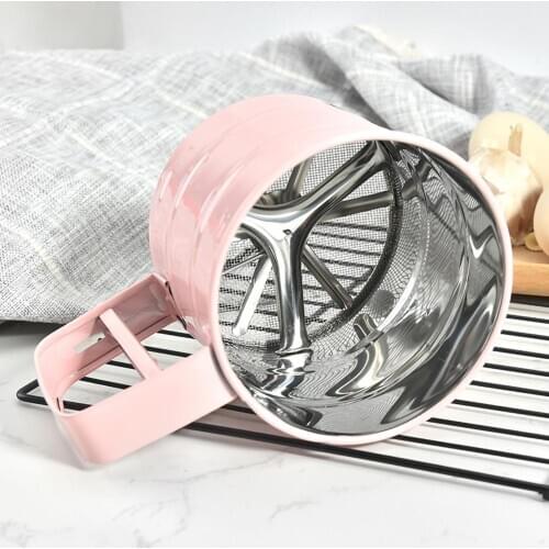 Handheld Flour Shaker Stainless Steel Mesh Sieve Cup Powder Flour Sieve Icing Sugar Bake Pastry Tool Hand-pressed Bakeware Sifte
