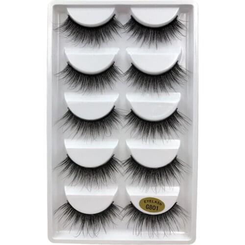 Sexy 50 pairs wholesale natural long false eyelashes messy 3d mink lashes make up hand made soft fluffy fake lash extension G801