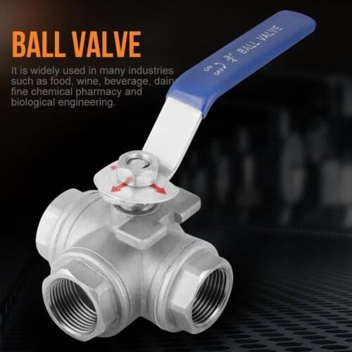 Stainless Steel 3/4 inch DN20 Ball Valve Two-piece body Valve SUS304 Pipe Ball Valve Three-way T-Type Female Thread