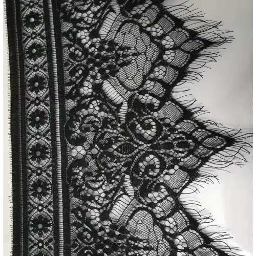 Width 24cm White Black Floral Embroidered Eyelash Lace Ribbon for Garment Decoration and DIY Craft Lace Trimming 3meters/lot