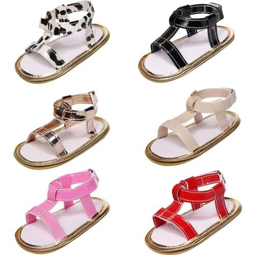 Cute Baby Girls Sandals Summer Bright PU Breathable Shoes Toddler Shoes First Walkers Infant Rubber Sole Anit-slip Shoes