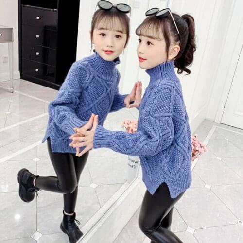 Girls Sweater Kids Babys Coat Outwear 2021 Plus Velvet Thicken Warm Winter Autumn Knitting Tops Pure Cotton School Childrens C