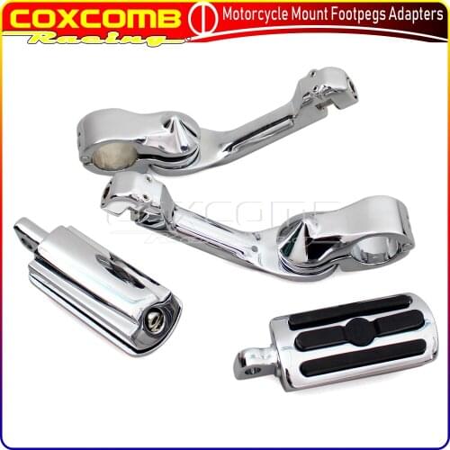 Universal Motorcycle Long Angled 1-1/4" Highway Engine Guard Bar w/ Mount Kit Foot Rests Set For Harley Cafe Racer Softail