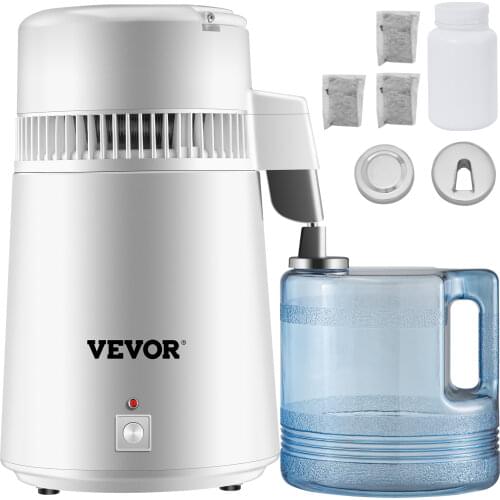 VEVOR 4L Pure Water Bottle Filter Distiller Purifier Softener Treatment Stainless Steel for Medical Home Labs Hospitals Offices