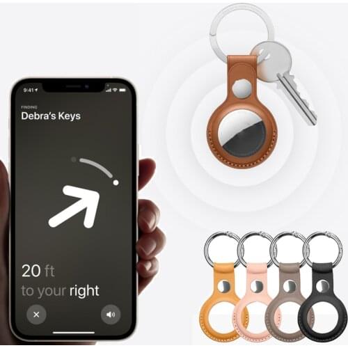 For Apple Airtags case Leather Protective Sleeve Locator Tracker Anti-lost Device Keychain Protective Sleeve Airtags Accessories