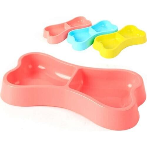 Healthy Colorful 2 IN 1 Water Bowl Puppy Dishes Dog Food Pot Dog Feeding Cats Food And Water Cat Bowl Compartment Feeding E