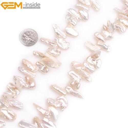 Gem-inside Natural Top Drilled Stick Point Freshwater Cultured Luster Pearls Beads for Jewelry Making 15inches DIY Jewellery