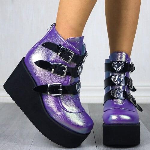 2021 Thick Platform Autumn Winter Shoes Women Fashion Punk Street Cosplay Ankle Boots Mujer Zapatos Plus Size 35-43